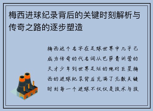 梅西进球纪录背后的关键时刻解析与传奇之路的逐步塑造 梅西进球纪录背后的关键时刻解析与传奇之路的逐步塑造